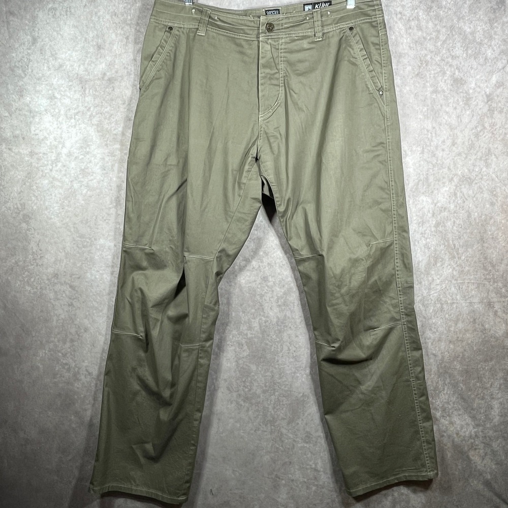 Kuhl‎ Slackr Pants Mens 38X32 Green Vintage Patina Dye Hiking Camping Outdoor